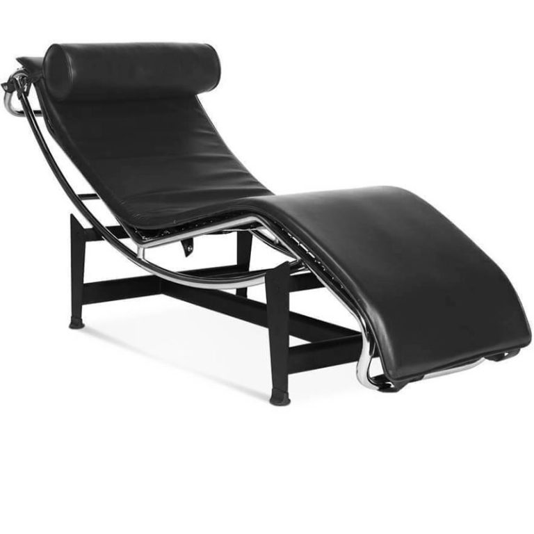 Le Corbusier Chair Lc4 Chaise Lounge Black Leather Reproduction Modish Furbish 4573