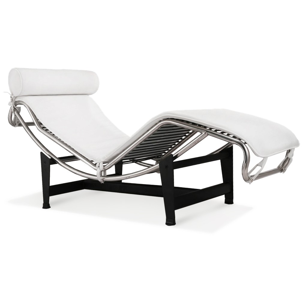 Le Corbusier Chair LC4 Chaise Lounge White Leather - Reproduction